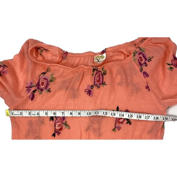 Fig And Flower Anthropologie Women’s Large Blouse Orange Embroidery Flowers Boho - Picture 8 of 10